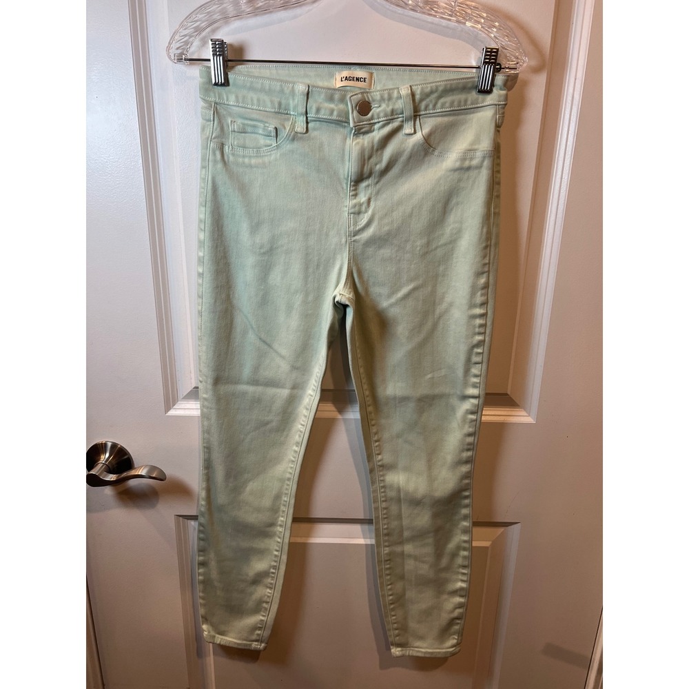 L'AGENCE Womens Margot High Rise Skinny Jeans Pale Jade Coated 29